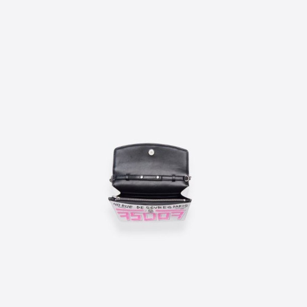 BALENCIAGA 'bb' Graffiti Print Leather Wallet - Picture 7 of 16